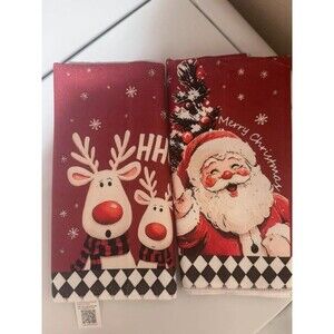 Christmas Santa & Reindeer Kitchen Towels Set of 2